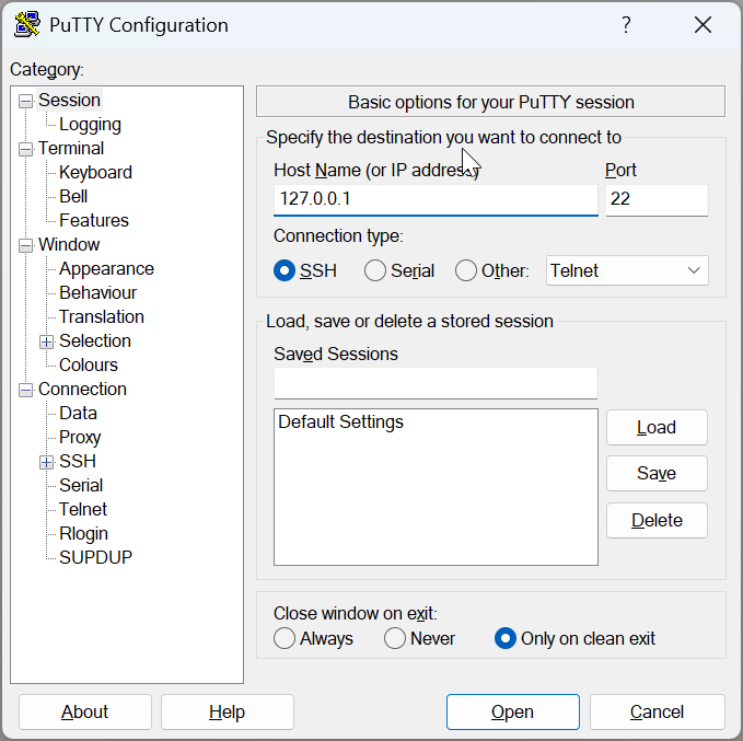 PuTTY Connection